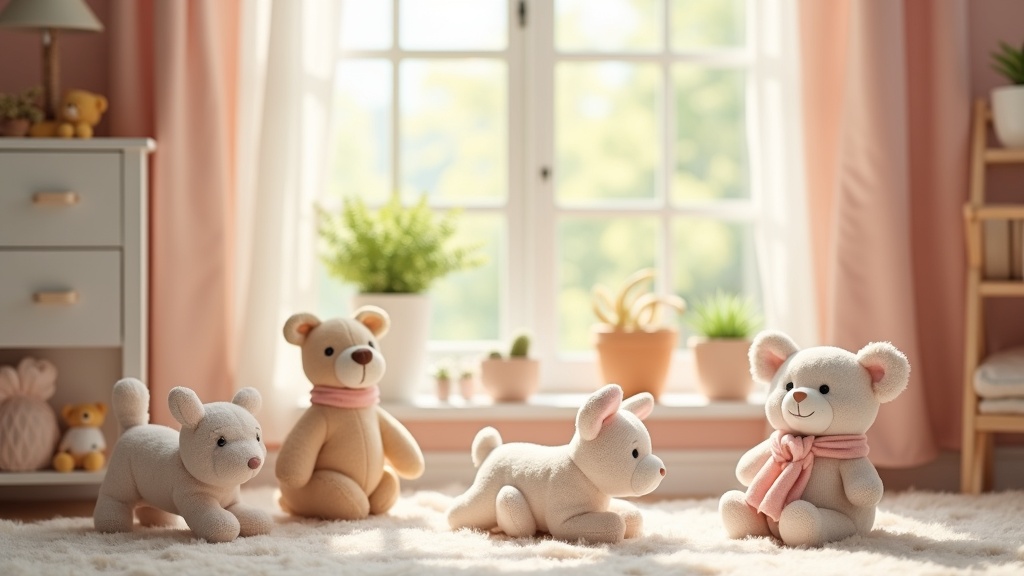 A cozy nursery with soft toys and hypoallergenic surroundings